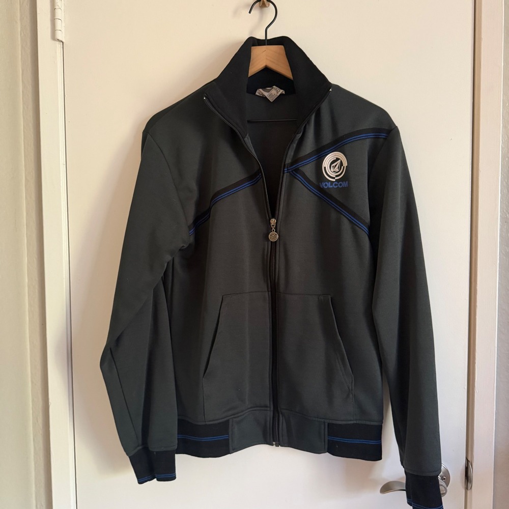 Volcom V-Line Track Jacket Gray Black Mens Medium Streetwear Athleisure Skater